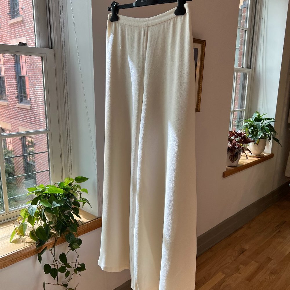 Zimmermann White/Cream Crepe Wide Leg Pants, Fully Lined; Zimmermann Size 2 (US